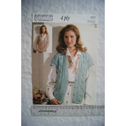 Vintage: Wendy 4057 lady's cardigan & waistcoat, 4 ply, 81-117 cm, 32-46 inch