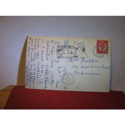 multiview, ALFRISTON, SUSSEX. used vintage postcard by Shoesmith 1964 pm =