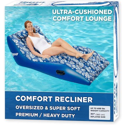 Aqua Ultra-Comfort Floating Pool Chair & Lake Raft with Pillow – Heavy Duty Pool
