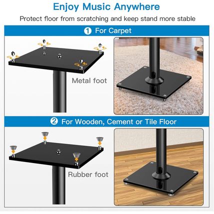 PERLESMITH Universal Floor Speaker Stands 26 Inch for Surround Sound, Klipsch, S
