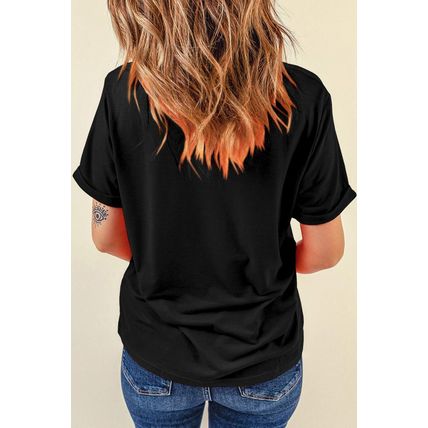 Black So Very Thankful Heart Printed Crewneck Thanksgiving T Shirt
