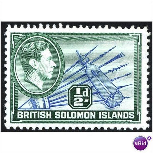 British Solomon Islands KGVI 1939 ½d Blue & Blue-Green Mounted Mint MM SG 60