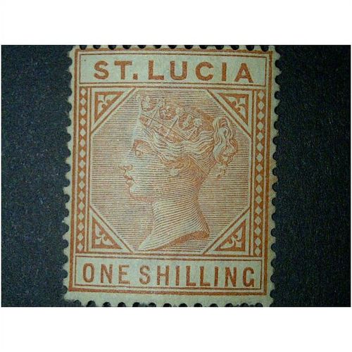 St Lucia QV 1885 1/- 1s Orange Brown Die 1 Wmk Crown CA Mounted Mint MM SG 36