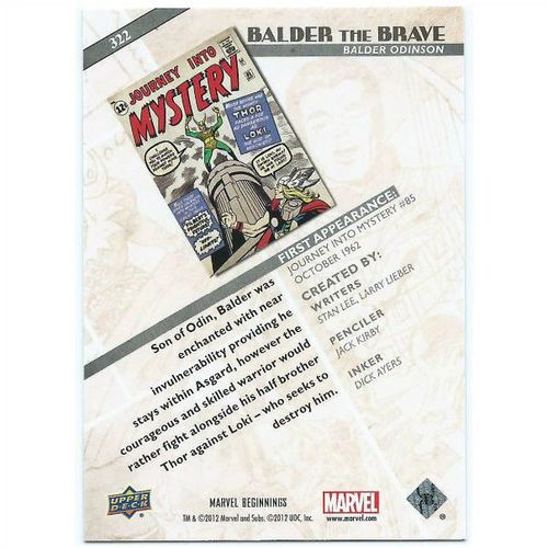 2012 Marvel Beginnings 2 - #322 - Balder The Brave