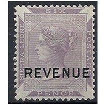 Sierra Leone 1874 R1 6d Dull Purple REVENUE Mounted Mint ..
