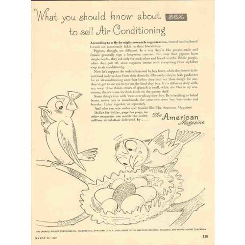 the american magazine 1947 sex sell air conditioning media vintage ad
