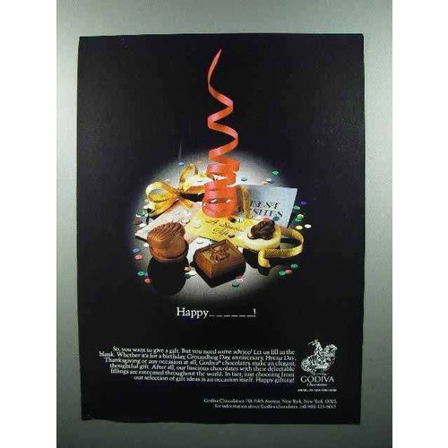 1986 Godiva Chocolate Ad - Happy!