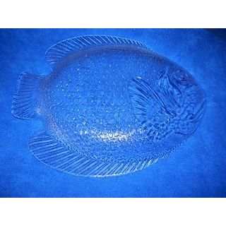 Pressed Moulded Clear Glass Fish Dish Large