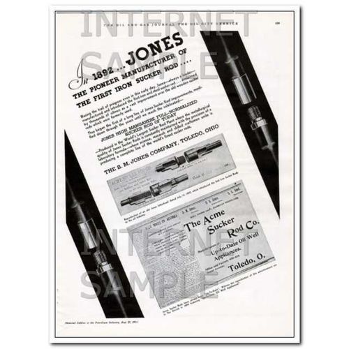 S M JONES COMPANY 1934 oil gas Acme Sucker Rod pioneer vintage ad