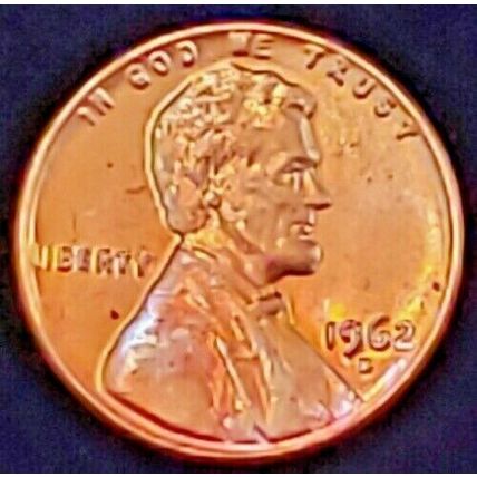 1962-D LINCOLN MEMORIAL CENT PENNY BU TONED COIN #2