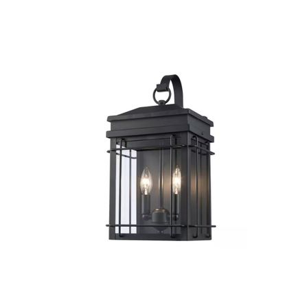 Monteaux Bel Air 17 in. 2-Light Black Outdoor Wall Light Fixture w/ Clear Glass