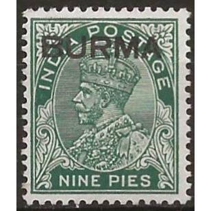 Burma 1937 SG3 9p Deep Green Mounted Mint ..