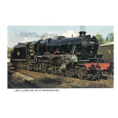 L.M.S. CLASS 5 no 45110 'RAF BIGGIN HILL' vintage postcard unposted Railway
