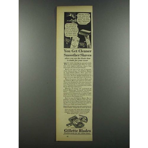 1937 Gillette Blades Ad - Cleaner Smoother Shaves