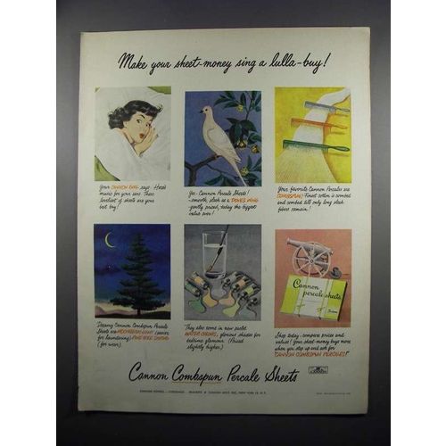 1950 Cannon Combspun Percale Sheets Ad - Lulla-Buy