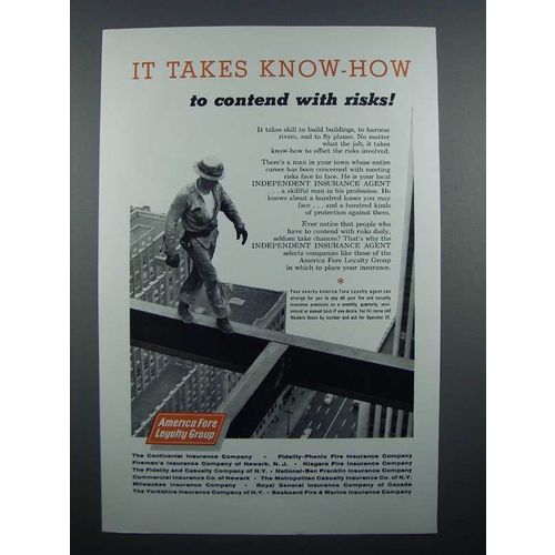 1959 America Fore Insurance Ad - Contend With Risks