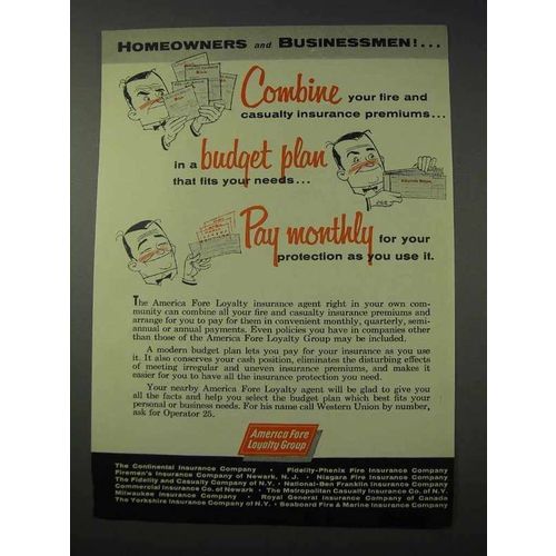1959 America Fore Insurance Ad - Homeowners