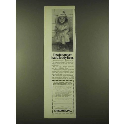 1978 Children Inc. Ad - Tina Never Had Teddy Bear
