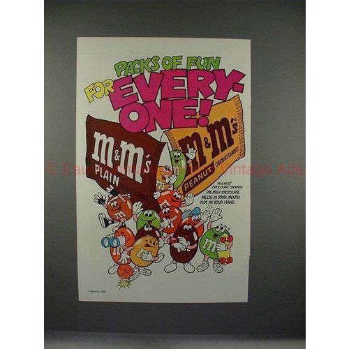 1985 M&M's Candy Characters Ad, Sports - Packs of Fun!!