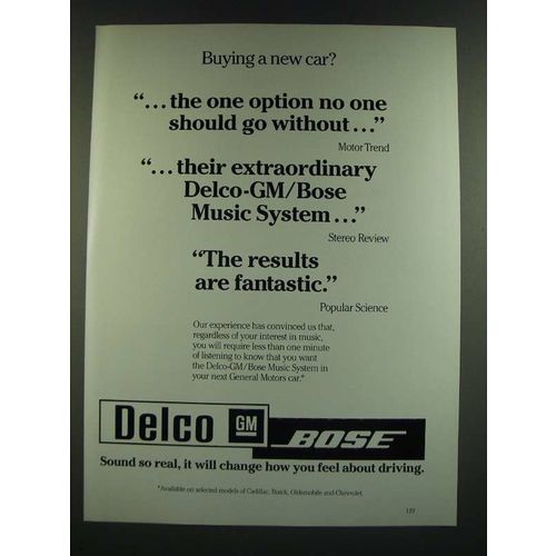 1986 Delco-GM Bose Ad - Buying a New Car