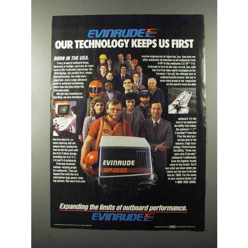 1986 Evinrude XP200 Outboard Motor Ad - Our Technology