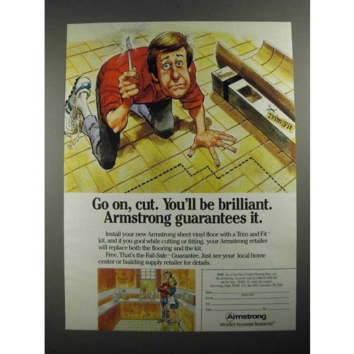 1987 Armstrong Trim and Fit Kit Sheet Vinyl Floor Ad - Go On, Cut