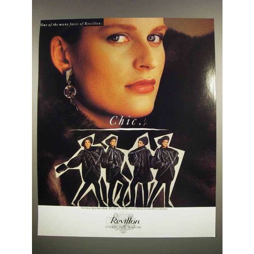 1987 Revillon Natural Blue Mink Fur Ad - Chic