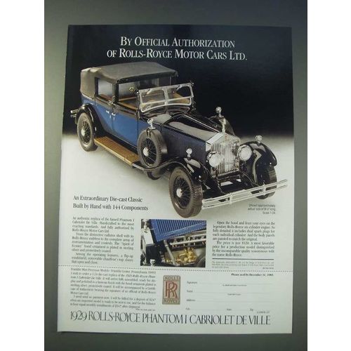 1989 Franklin Mint Precision Models Ad - 1929 Rolls-Royce Phantom I Cabriolet