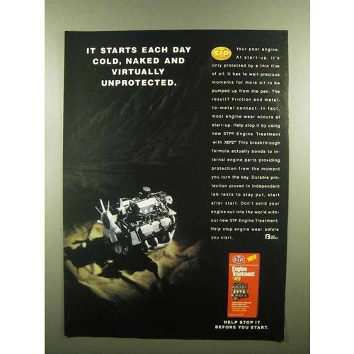 1992 STP Engine Treatment Ad - Starts Cold, Naked
