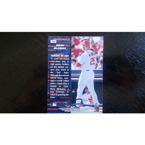 1998 Pinnacle Inside Card # 145 Mark McGwire St Louis Cardinals