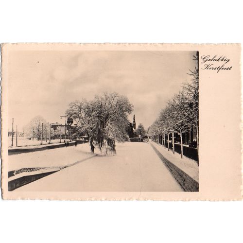 1942 Hoek AAG Postcard Wintry Road Scene Gelukkig Kerstfeest Happy Christmas