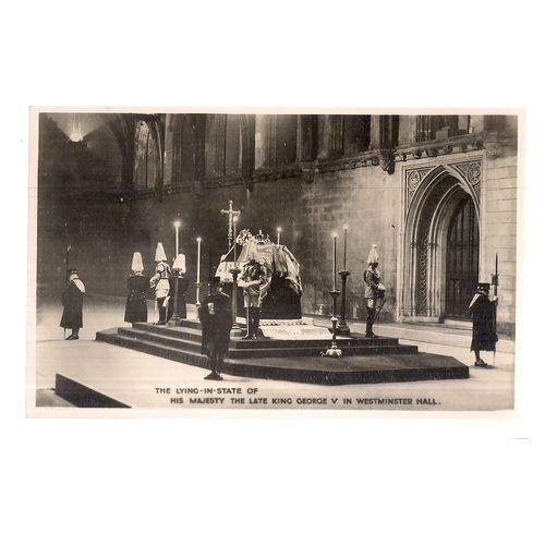 LYING-IN-STATE KING GEORGE V. WESTMINSTER HALL unused postcard RP 1936 royalty =