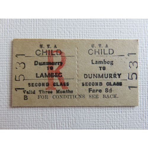 Ulster Transport Authority Lambeg-Dunmurry Child 2nd Ticket #42