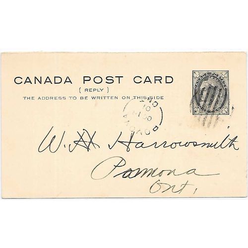 Canada #P19 Postal Card Reply USED 1901, reply half