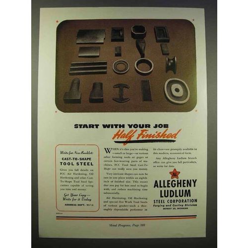 1946 Allegheny Ludlum Steel Ad, Start Job Half Finished
