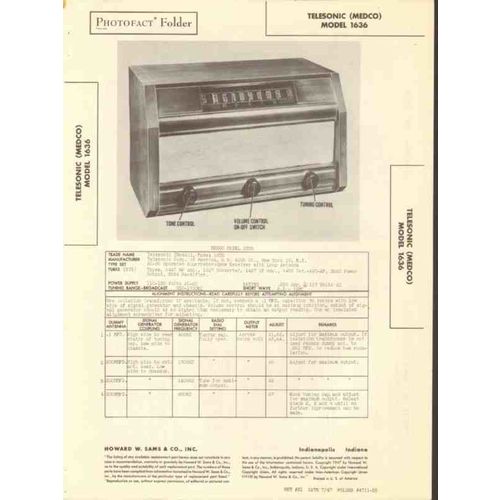 TELESONIC model 1636 6 tube AM radio receiver Sams Photofact manual