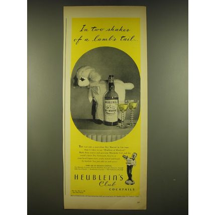 1944 Heublein's Club Cocktails Ad - In two shakes of a lamb's tail