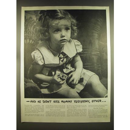 1939 Listerine Antiseptic Ad - And he didn't kiss mommy yesterday, either
