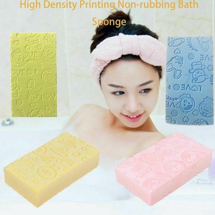 2xSoft Cartoon Baby Bath Sponge Brush Rubbing For Toddler Infant Children Clean