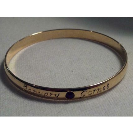 Garnet Bracelet Gold Bangle Bracelet January Birthstone Bracelet 2-5/8"