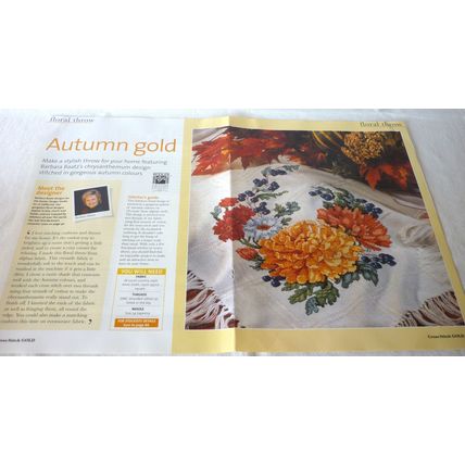Autumn Gold Cross Stitch Chart Babara Baatz Floral Throw