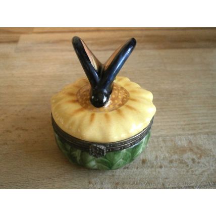 Butterfly & Sunflower Ceramic Trinket Pot / Pill Box