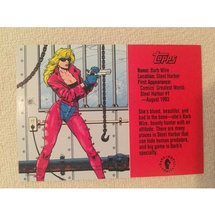 Comics' Greatest World promo card..Barb Wire, Topps 1994