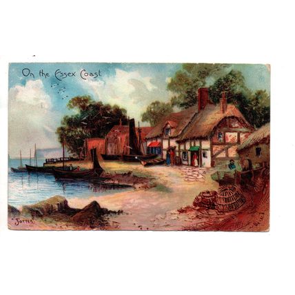 ARTIST DRAWN POSTCARD BY JOTTER ON THE ESSEX COAST POSTED 1905 (3661)