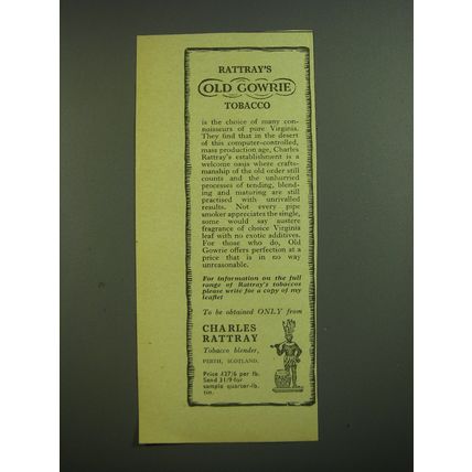 1968 Charles Rattray Old Gowrie Tobacco Advertisement