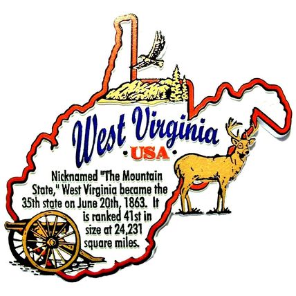 West Virginia The Mountain State Outline Montage Fridge Magnet