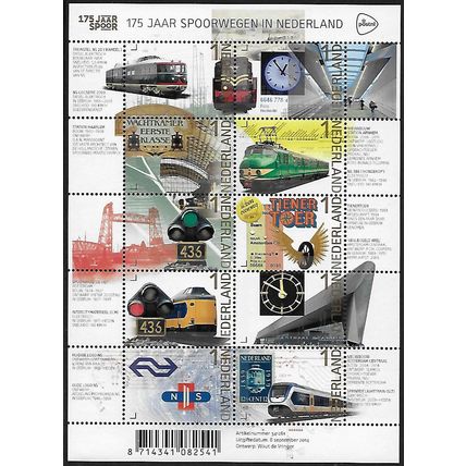 Netherlands Mi Kl 3272/81: 175th Anniversary of Dutch Railways