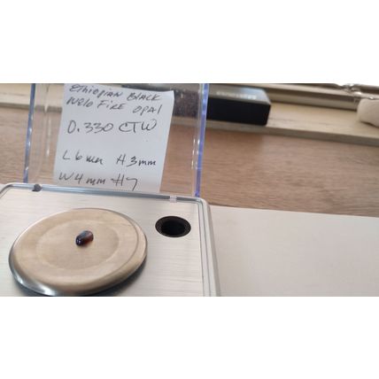 Natural Ethiopian Black welo fire opal oval gemstone for jewelry 0.330 CTW #7