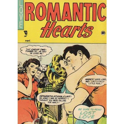 Romantic Hearts Lost College Love Two Timing 1950s Comic Book Postcard