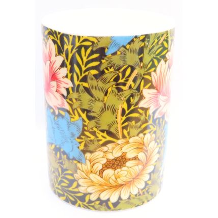 Pink Floral Mug Fine China Black Background William Morris Design 10.5 CM